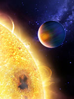 'Artist impression' van de exoplaneet HD 189733 b