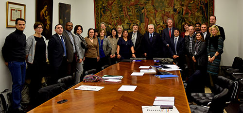 De delegaties van Deusto en de Rijksuniversiteit Groningen. (Foto: Annika Hoogeveen)