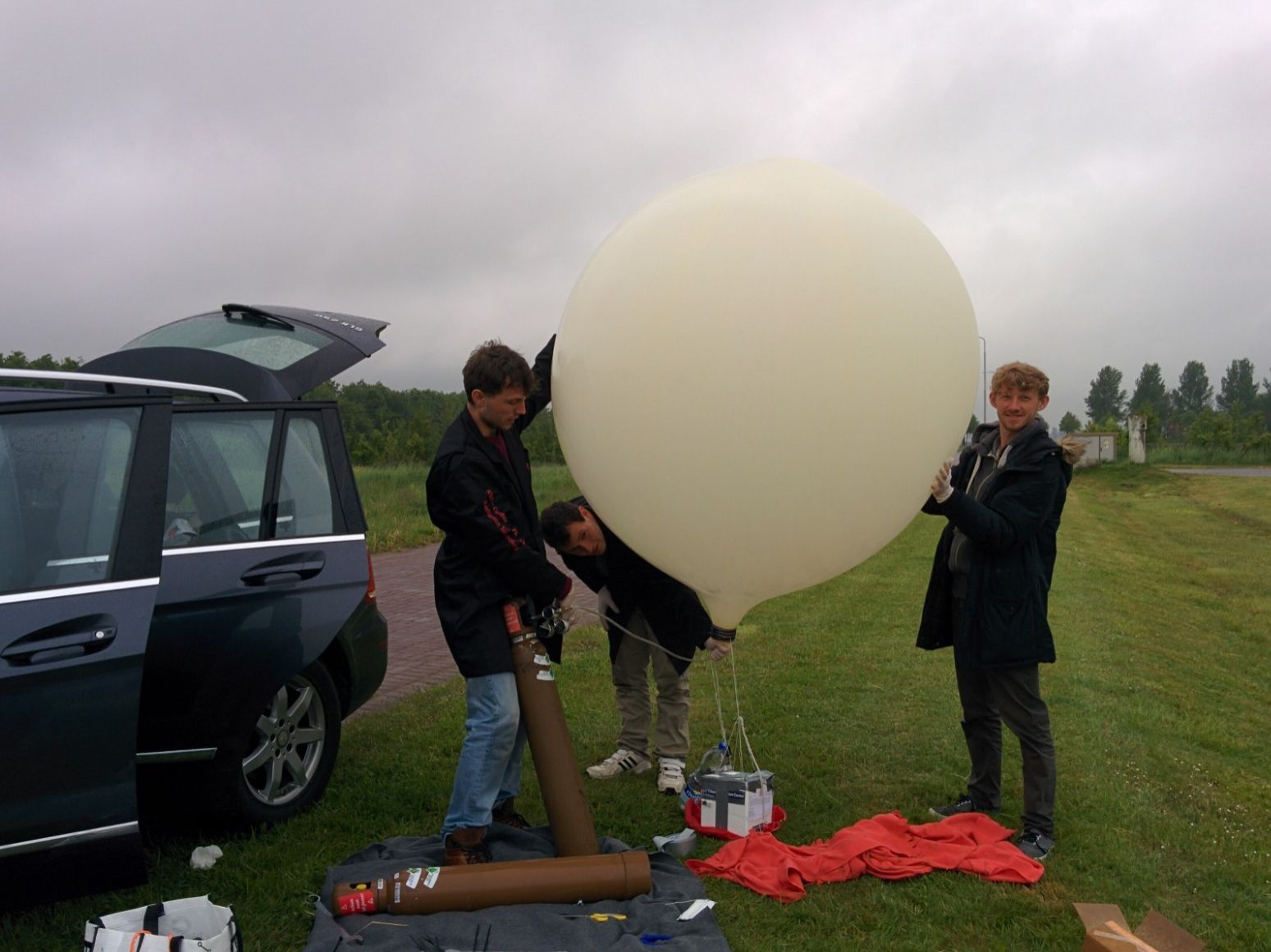 Some of my group and I setting up the first launch