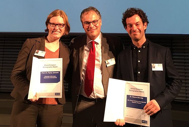 Fanny Janssen (left) and Kieron Barclay (right) with their awards