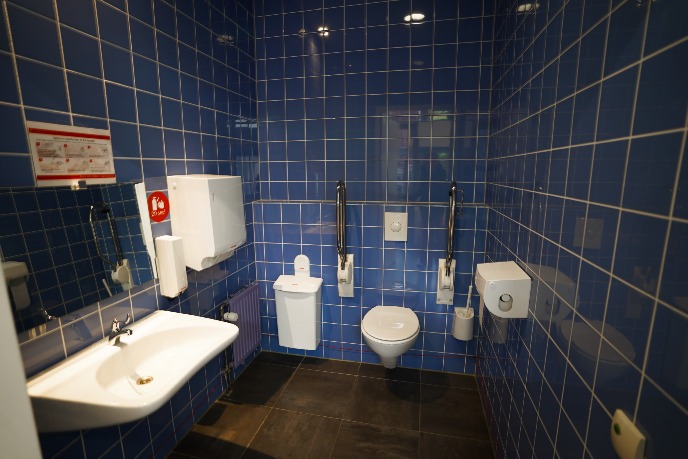 Wheelchair-friendly toilet in the building