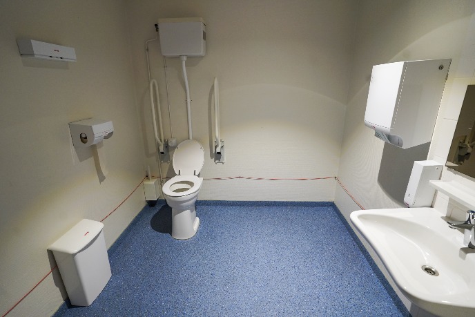Wheelchair-friendly toilet on site