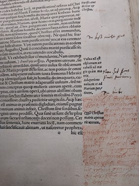 een pagina met aantekeningen door Luther