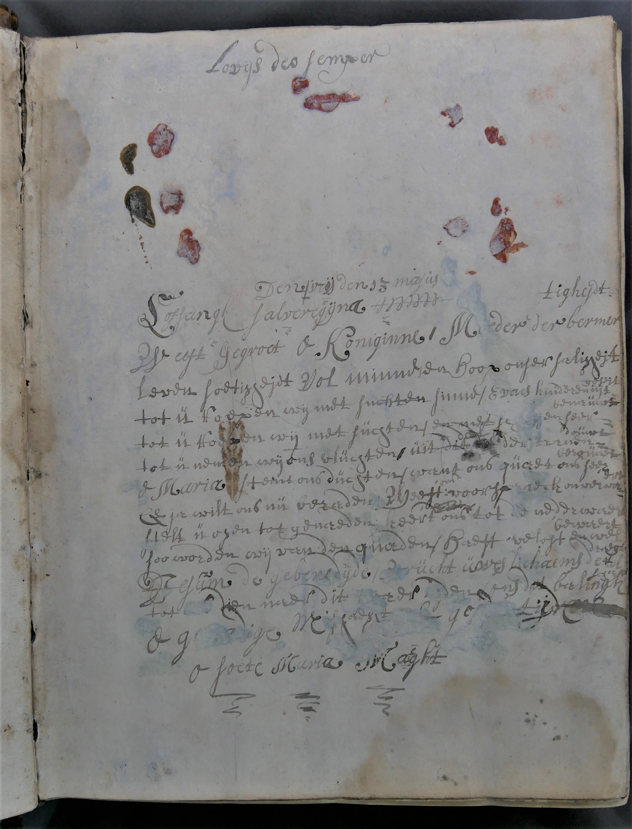 Inc. 40. Handgeschreven ‘Lofsangt salveregijna’ in Sermones de tempore et de sanctis van Bernardus van Clairvaux.