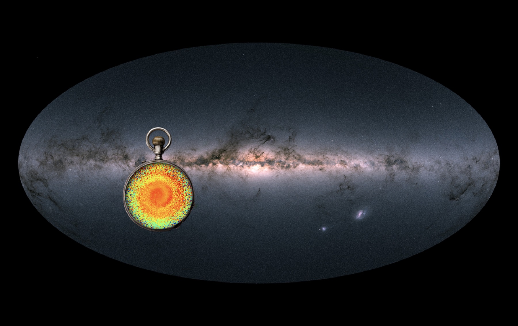 Artistic impression of the snail-like structure discovered by the team superimposed on a colour map of the Milky Way recently published by the Gaia collaboration (April 2018). The snail shell appears when combining the position and velocities of stars near the Sun. Its characteristics can be used to do galactic archeology: we can trace the origin of the snail shell to an encounter the Milky Way experienced in the recent past. (c): Edmon de Haro/iStock. Gaia sky in colours: ESA/Gaia/DPAC, A.Moitinho / A. F. Silva / M. Barros / C. Barata, University of Lisbon, Portugal; H. Savietto, Fork Research, PortugalArtistic impression of the snail-like structure discovered by the team superimposed on a colour map of the Milky Way recently published by the Gaia collaboration (April 2018). The snail shell appears when combining the position and velocities of stars near the Sun. Its characteristics can be used to do galactic archeology: we can trace the origin of the snail shell to an encounter the Milky Way experienced in the recent past. (c): Edmon de Haro/iStock. Gaia sky in colours: ESA/Gaia/DPAC, A.Moitinho / A. F. Silva / M. Barros / C. Barata, University of Lisbon, Portugal; H. Savietto, Fork Research, Portugal