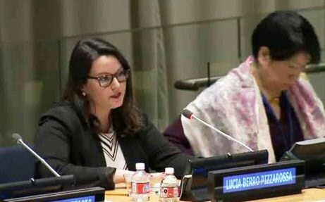 Lucia Berro Pizzarossa (left) speaks at UN session