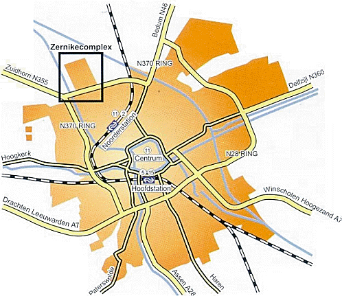 map Groningen - route to Zernike