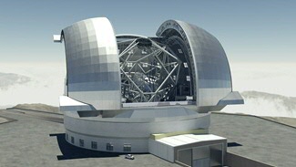 The European extremely large telescope is the next big step forward in optical and IR astronomy. Expected to receive first light in 2024 it will have a 39m diameter mirror. It will be build in Chili and due to adaptive optics it is expected to have 16x better resolution than the Hubble space telescope. Image credit: Swineburn Astronomy Productions/ESO