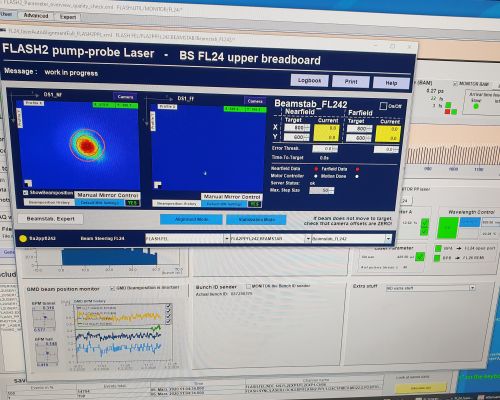 Checking the profile of the fs IR laser beam