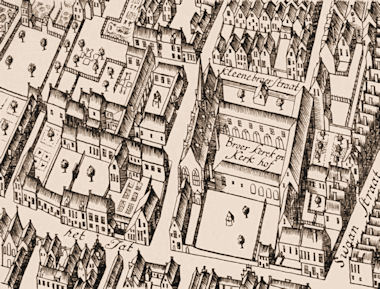 Detail van de kaart van Groningen door Egbert Haubois, ca. 1634.