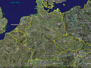 In Duitsland doen Heidelberg en Jena mee aan het SchoolCO2web. ©Google Earth.
