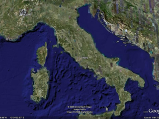 In Italië zijn scholen rond Florence aangesloten op het SchoolCO2web. ©Google Earth.