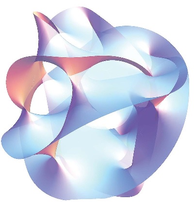 Model van een 'membraan', een complexe snaar | Illusratie Wikimedia Jbourjai