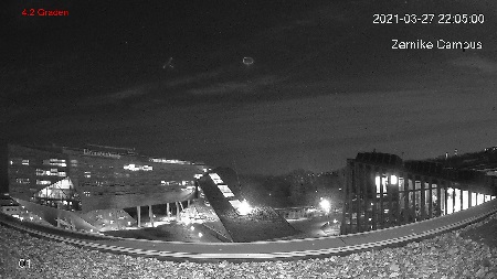 Nachtopname van de Zernike Campus vanaf het dak van de Bernoulliborg | Foto Science LinX