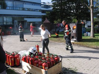 Many fire extinguishers are emptied during the exercises