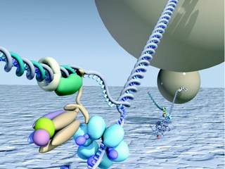 Artists impression of the DNA replication machinery of a cell.