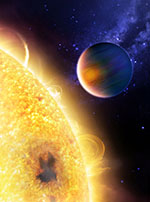 'Artist impression' van de exoplaneet HD 189733 b