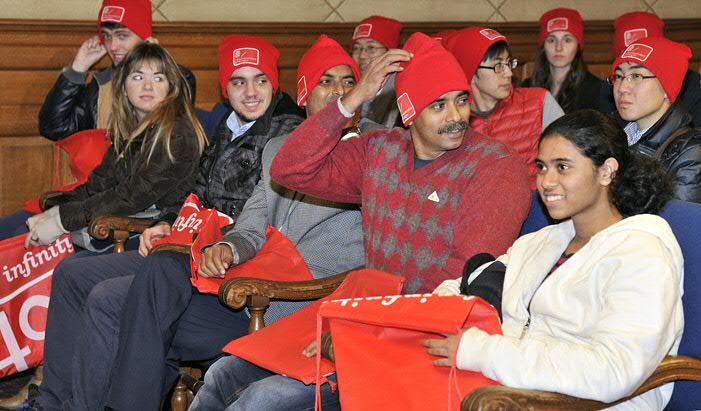 International students during the welcoming ceremony in the Academy building.