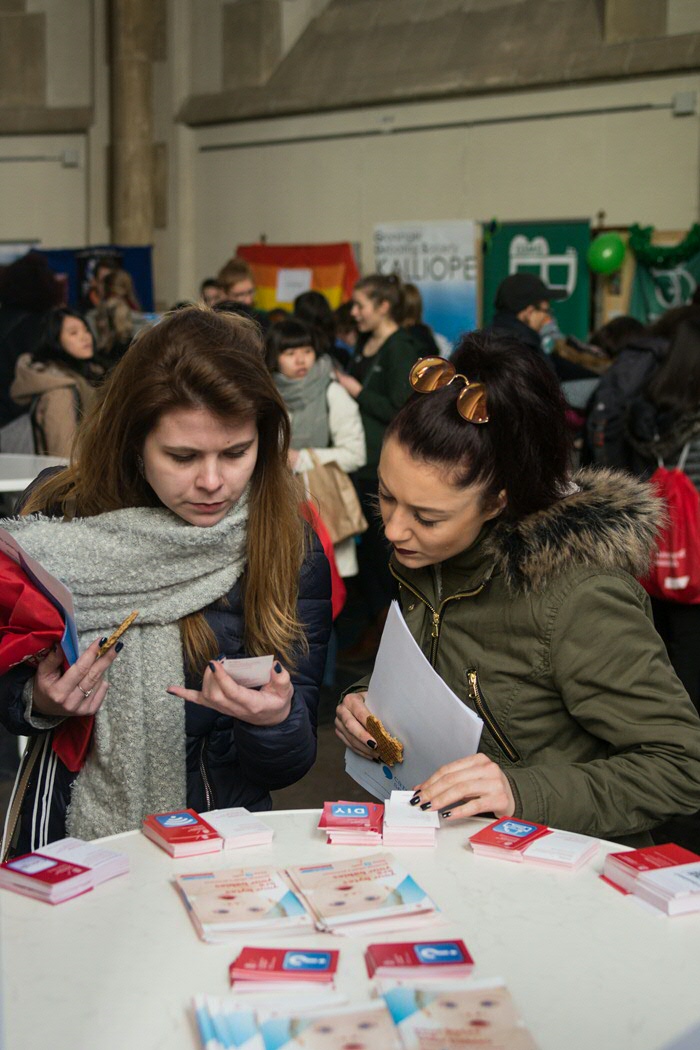 International students at the information market