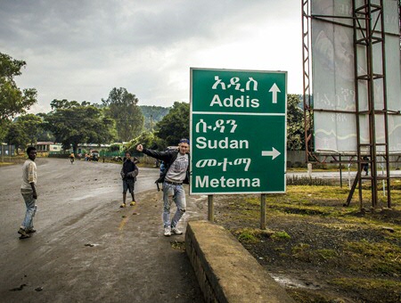 Triebert hitchhiking in Africa