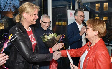 Batstra tijdens de Docent van het Jaar verkiezing