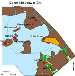 Reconstruction of the Noordoostpolder area around 1100 to 1200 AD