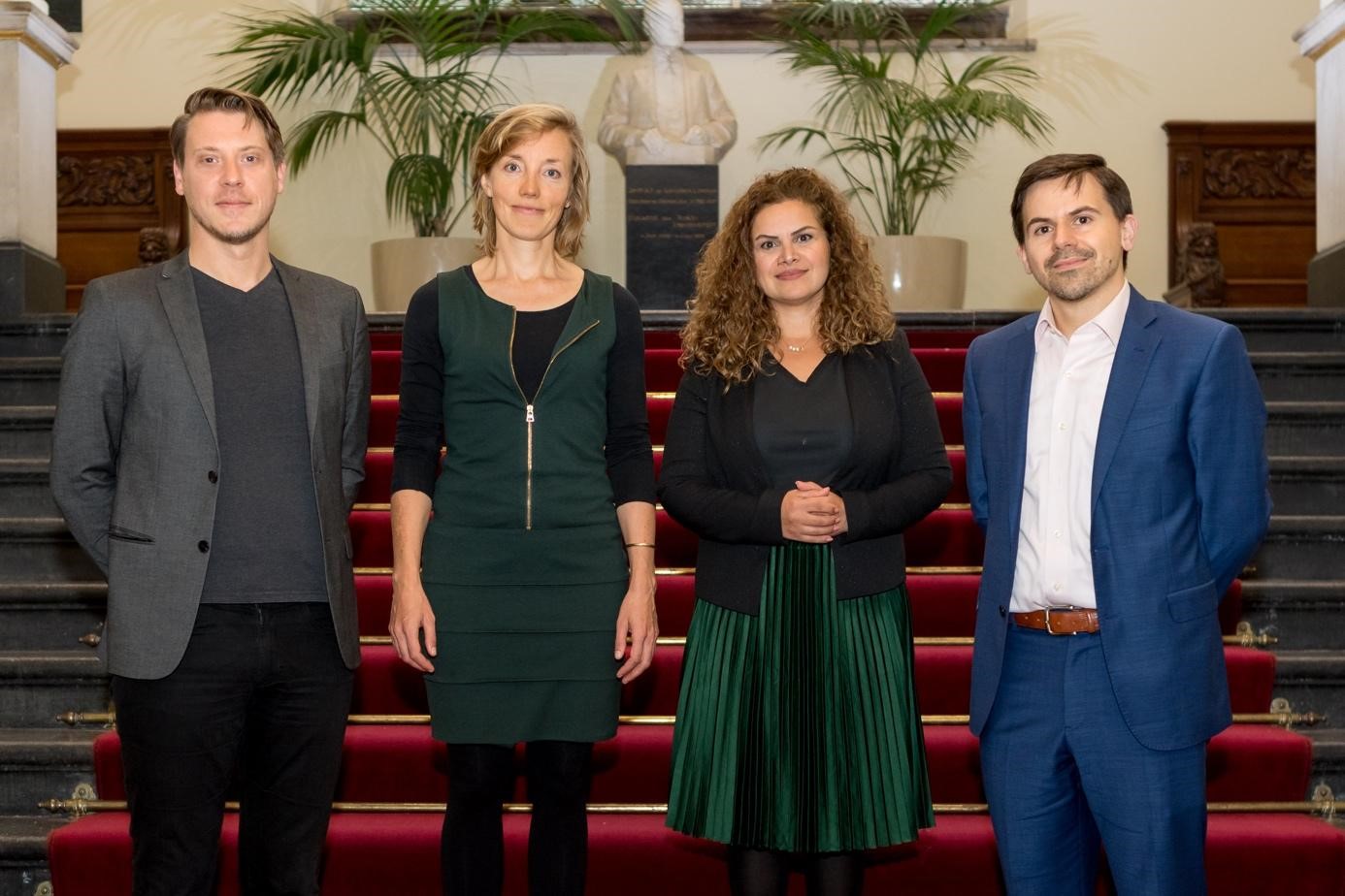 Current YAG board, L-R: Karsten Schulz, Campus Fryslân, Hanna van Loo, Faculty of Medical Sciences, Shirin Faraij, Faculty of Science and Engineering, Benjamin Leruth, Faculty of Arts (YAG chair)