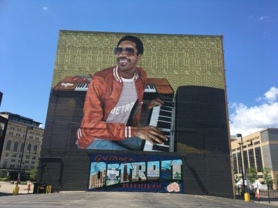 Stevie Wonder mural in Detroit