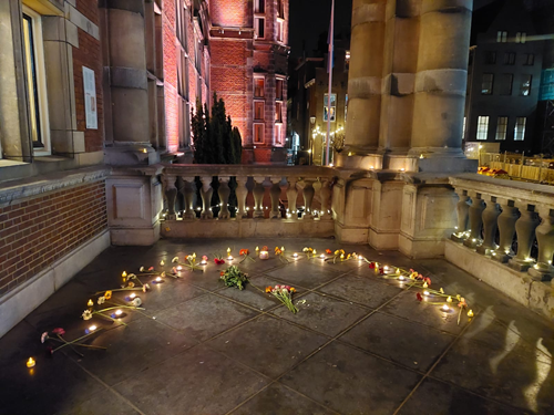 Flowers at the Academy Building