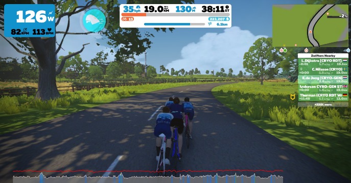 Screenshot van Zwift