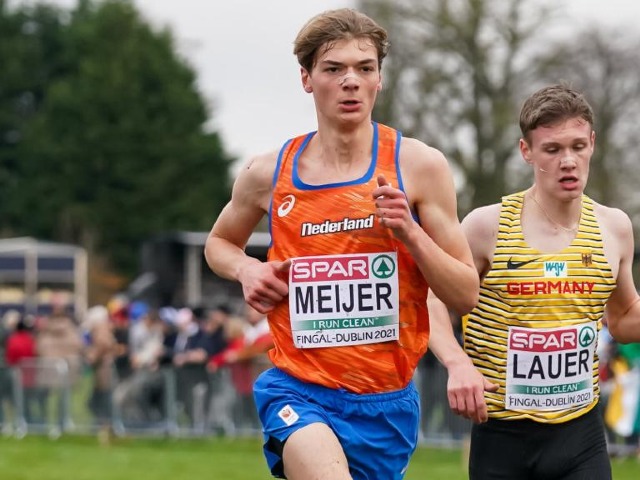 Mads Meijer in actie tijdens EK Cross in Dublin