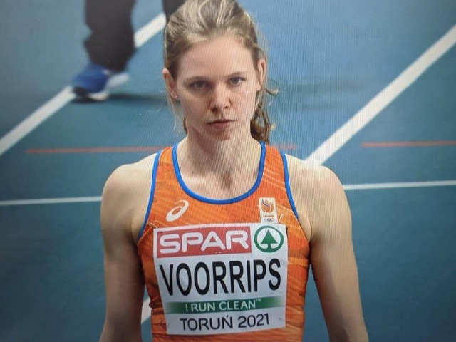 Suzanne Voorrips tijdens het EK Indoor in 2021