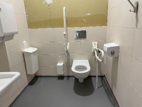 Wheelchair-friendly toilet second floor