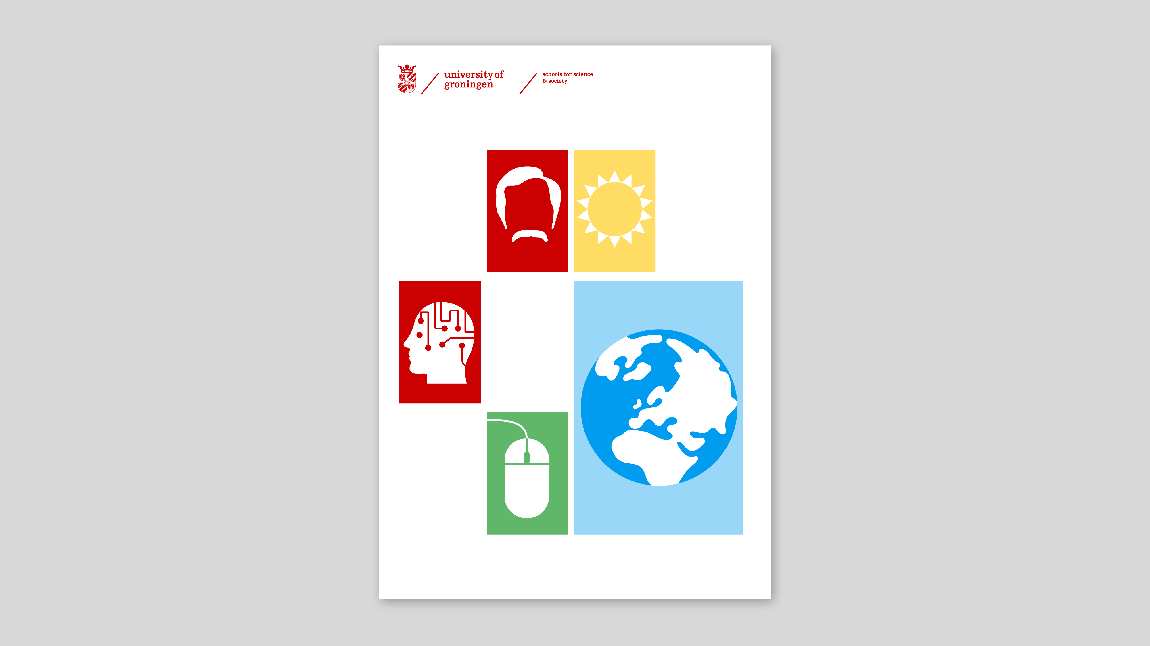 Examples of communication with multiple schools with Science & Society as second branding element.