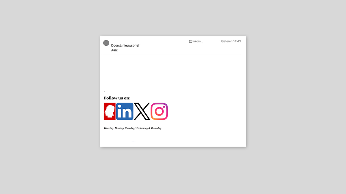 Core icon mistakenly used as logo in email signature.