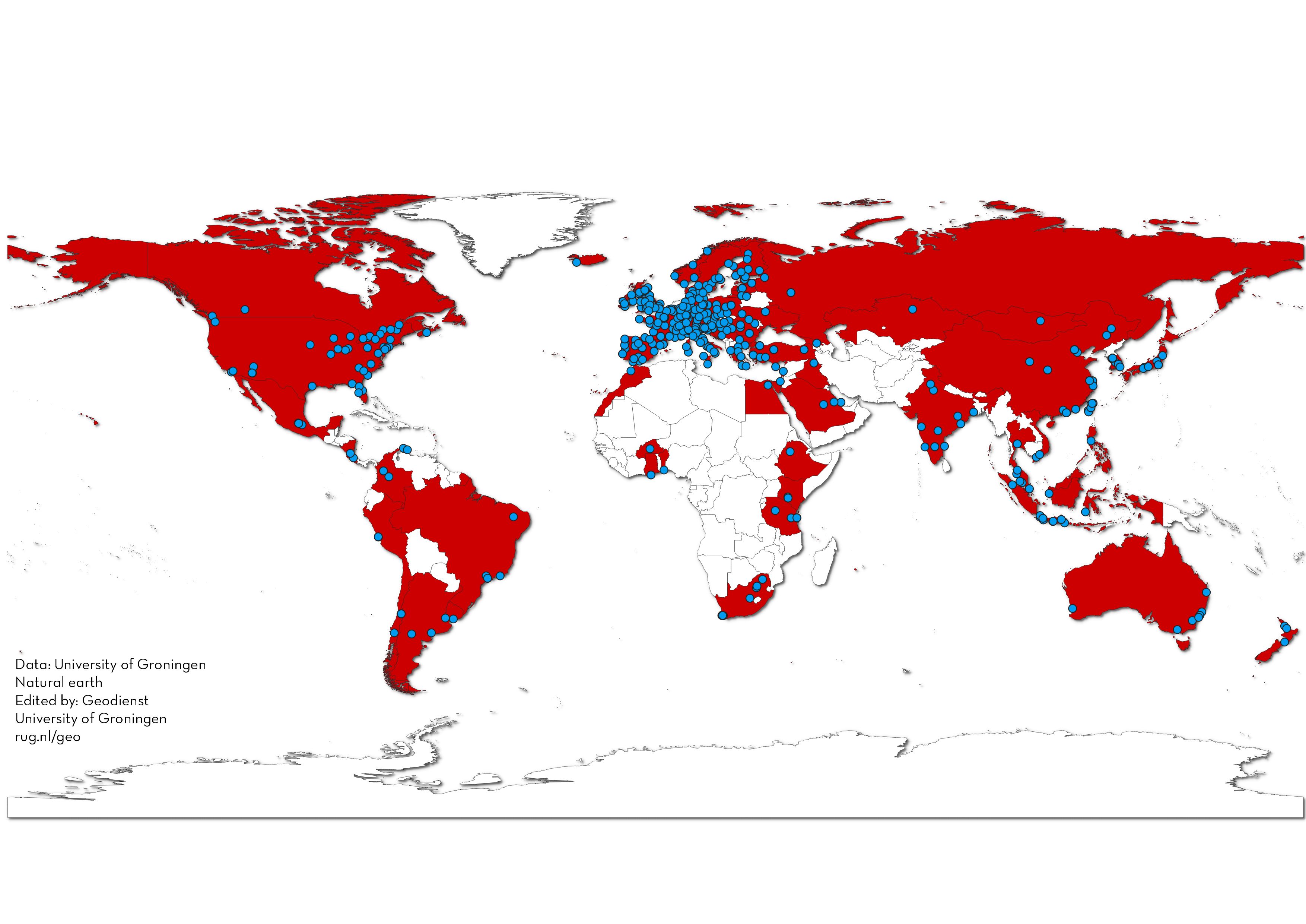 Locations of partner universities