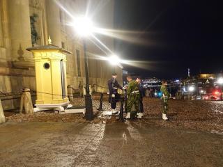 In action at the Royal Palace