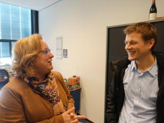 Feringa's secretary Tineke and Riepko Buikema.