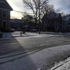 Eerste sneeuw in East Rock Neighborhood, New Haven