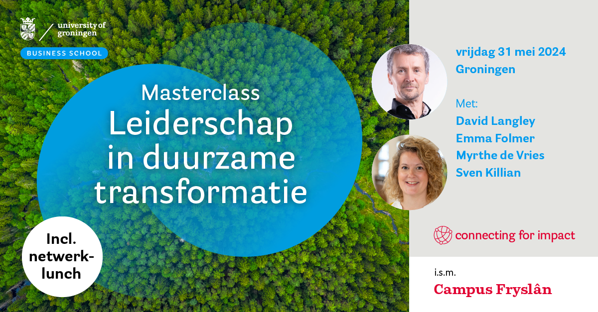Masterclass Leiderschap in duurzamen transformatie op 31 mei 2024 in Groningen