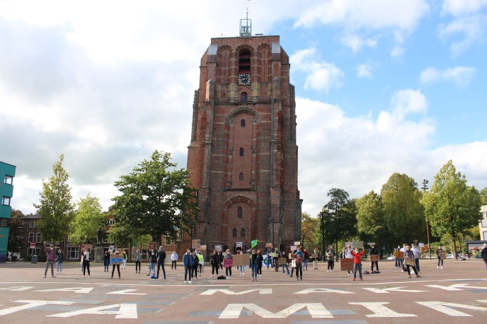 Photo from FFF Leeuwarden climate strike on the 25th of September 2020. Action despite the circumstances according to the Covid-19 measures.