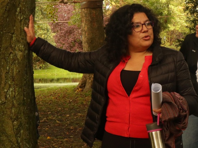 Carol taking some students on a Nature Walk