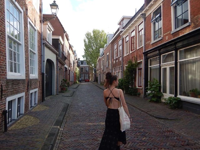 Yasmin walking through the streets of Leeuwarden