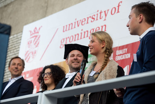 Prof. Andrej Zwitter in the midst during the opening of the University College Fryslân.