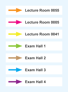 Each examination and lecture hall has its own walking route.
