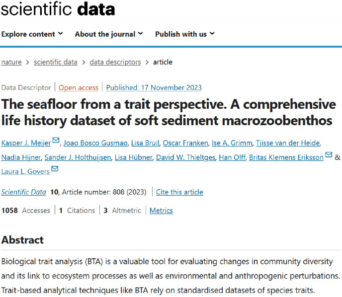 Published dataset in Springer Nature's Scientific Data