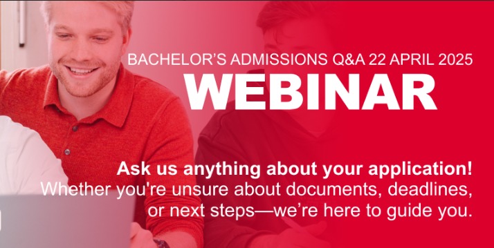 Bachelor's admissions Q&A on 22 April from 14:00 till 15:00 hour.