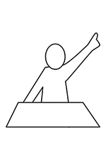Illustratie van student die een vinger opsteekt