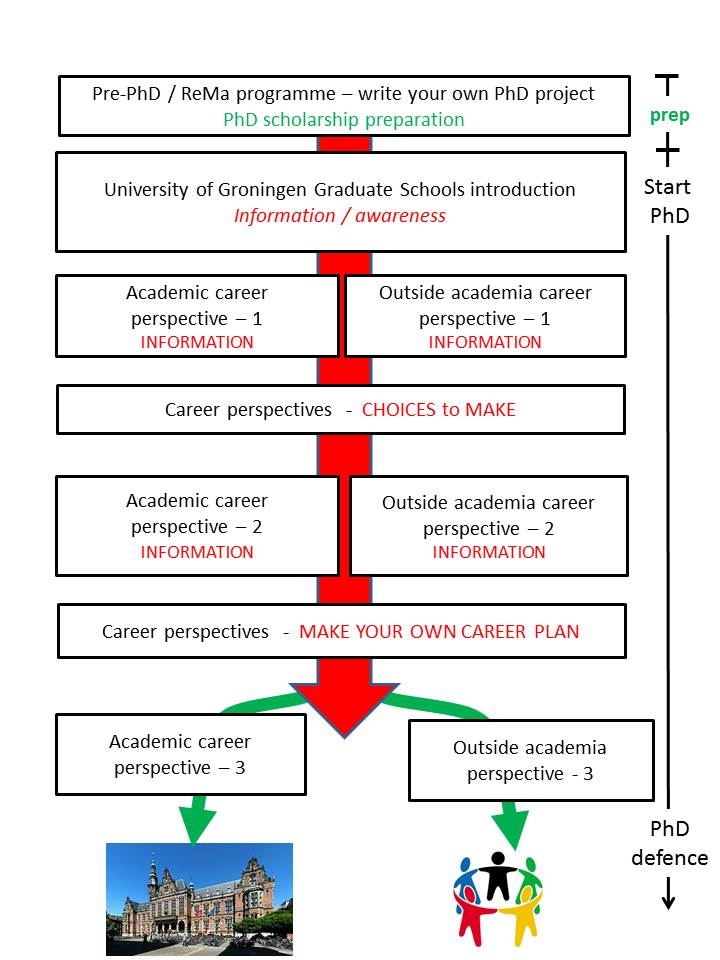 Career Perspectives Series Flow Chart: A guide to help you develop your own personal career plan during your PhD studies.