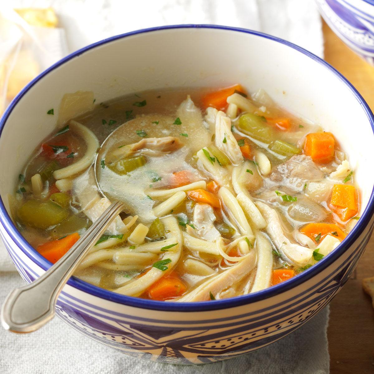 Mom's best chicken noodle soup is highly customizable. Add as many vegetables as you like, and make sure to put enough water!